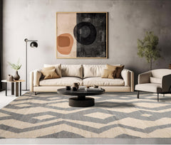 9' 4''x12' Beige Oatmeal Gray Color Hand Woven Flat Weave 100% Wool Modern & Contemporary Oriental Rug