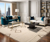 9' 5''x11' 10'' Beige Oatmeal Brown Color Hand Woven Flat Weave 100% Wool Modern & Contemporary Oriental Rug