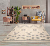 9' 2''x12' 2'' Beige Oatmeal Gray Color Hand Woven Flat Weave 100% Wool Modern & Contemporary Oriental Rug