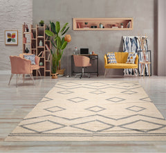 9' 2''x12' 2'' Beige Oatmeal Gray Color Hand Woven Flat Weave 100% Wool Modern & Contemporary Oriental Rug