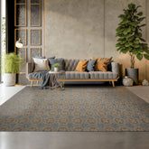 11' x16' 11'' Blue Gold Color Hand Knotted All-Over 100% Wool Transitional Oriental Rug