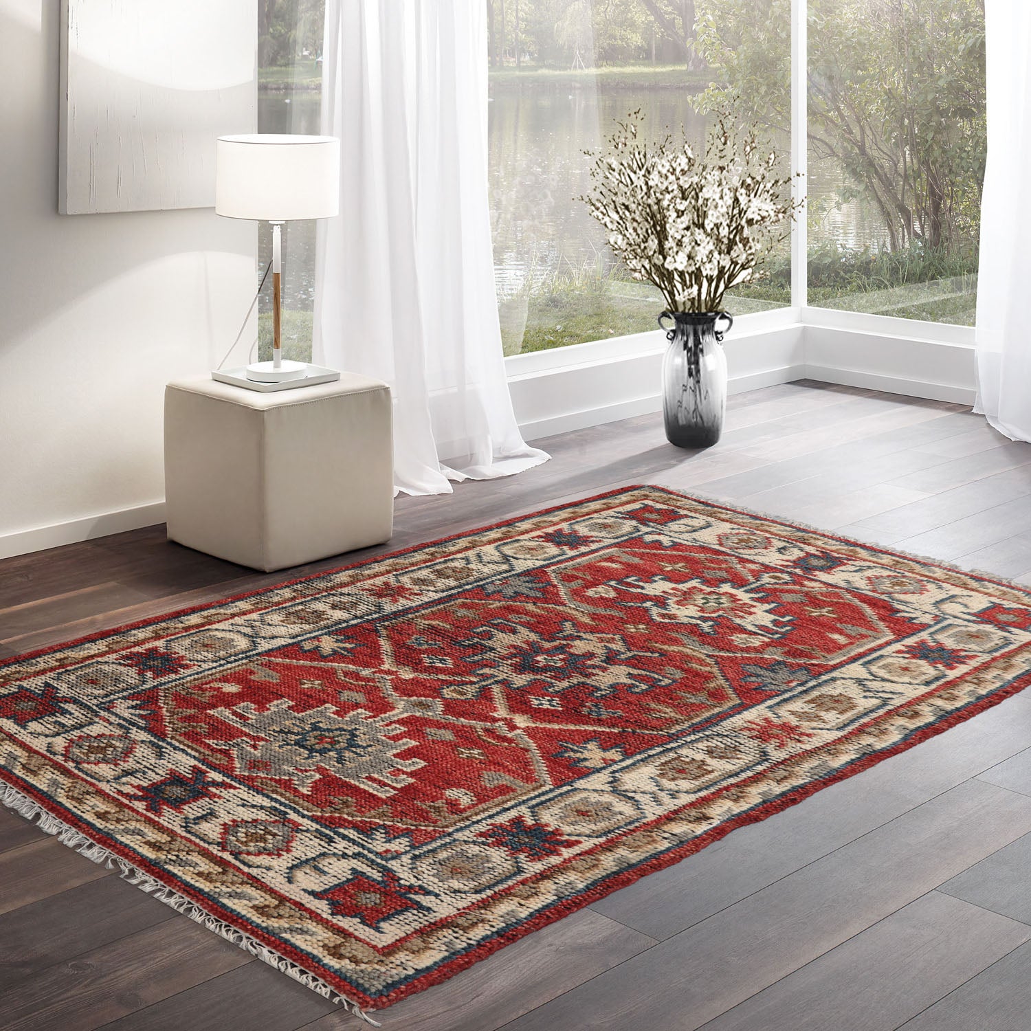 3' x5' Rust Beige Gray Color Hand Knotted All-Over 100% Wool Traditional Oriental Rug