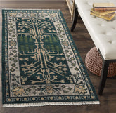 3' x5' Teal Beige Gray Color Hand Knotted All-Over 100% Wool Traditional Oriental Rug