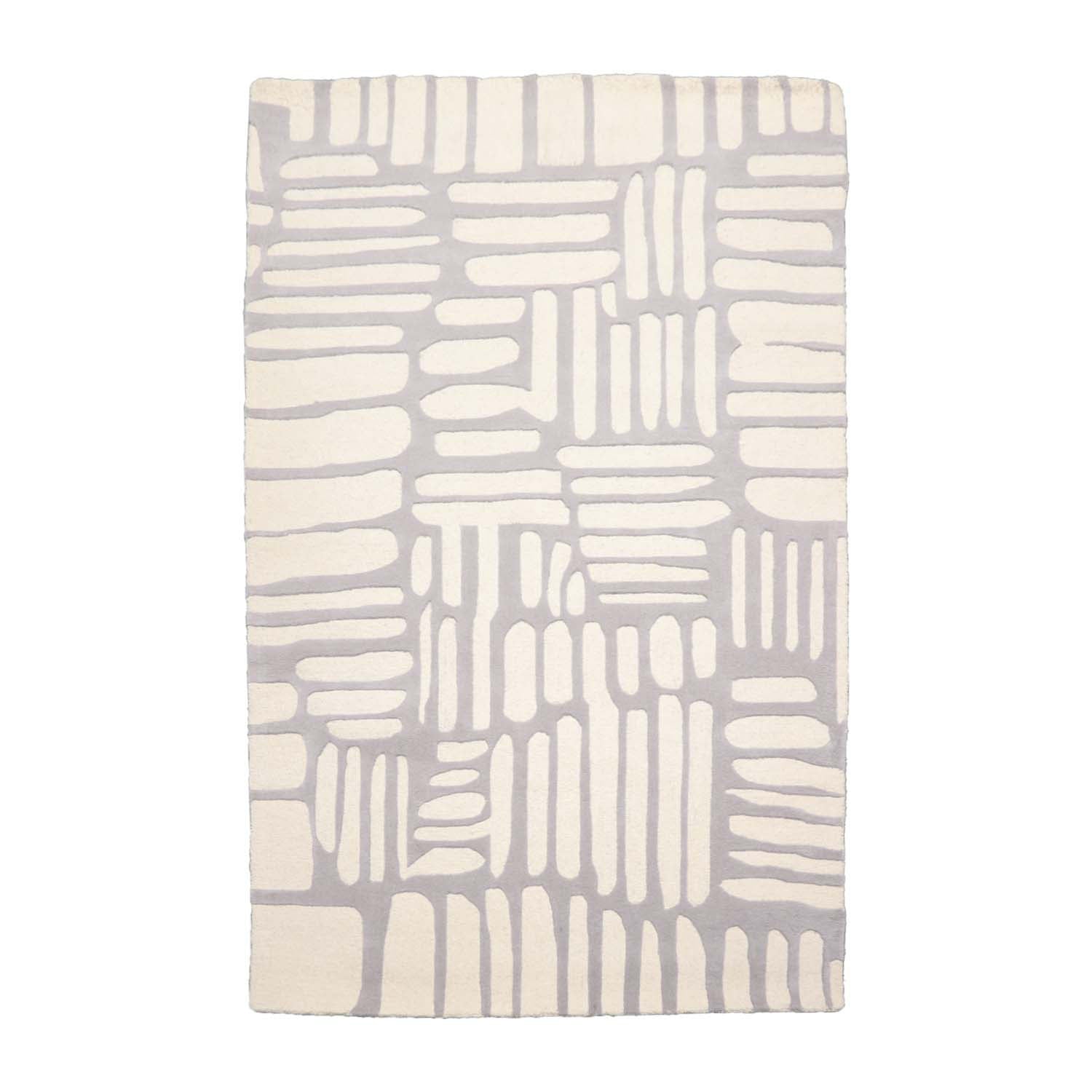 5' x8' Cream Cream Color Hand Tufted All-Over 100% Wool Modern Oriental Rug