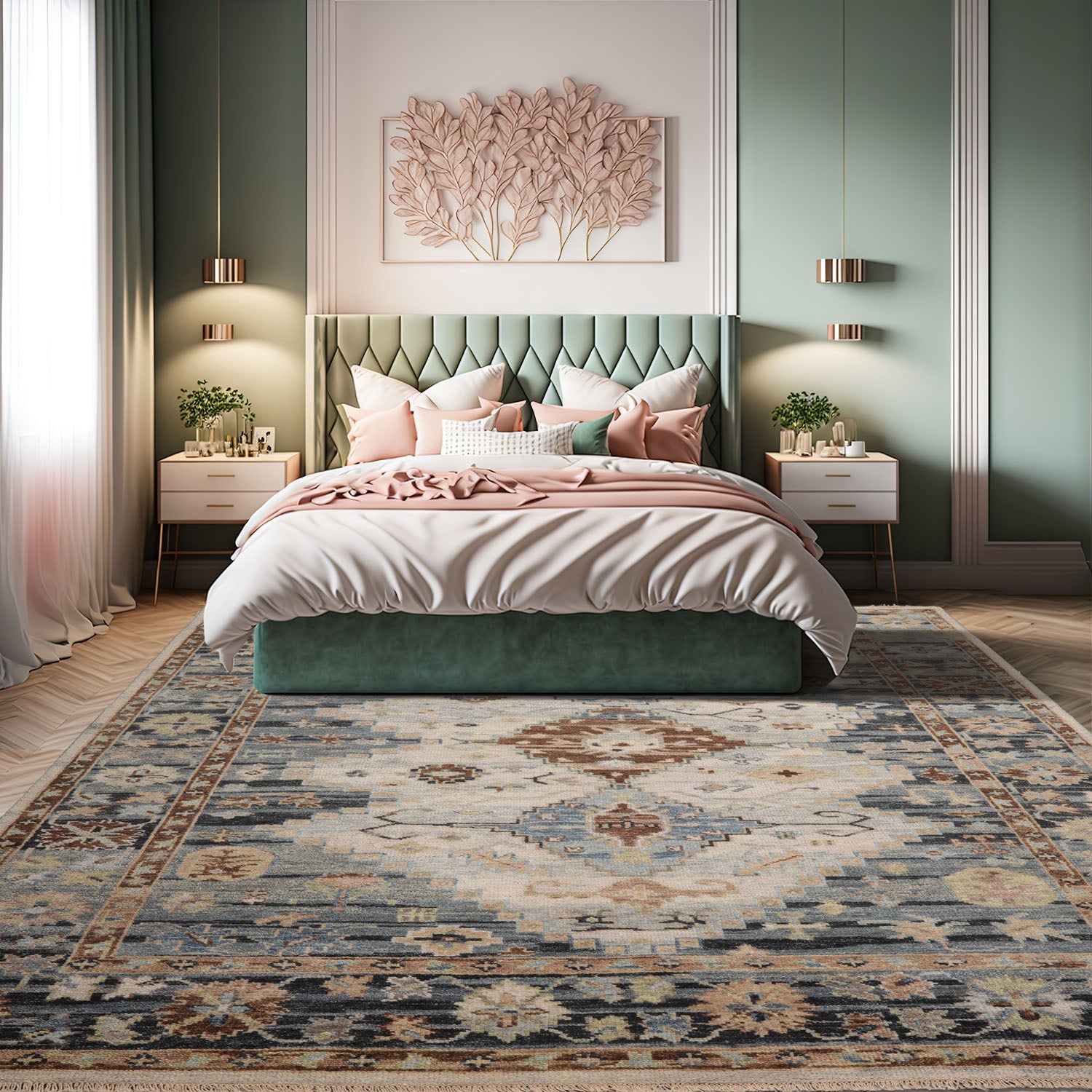 9' x11' 10'' Beige Slate Brown Color Hand Knotted All-Over 100% Wool Modern Oriental Rug