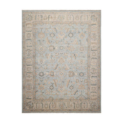 9' 1''x11' 10'' Light Blue Taupe Tan Color Hand Knotted Oushak 100% Wool Traditional Oriental Rug