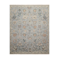 8' x10' Slate Blue Blush Color Hand Knotted Oushak 100% Wool Traditional Oriental Rug