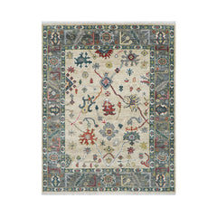 7' 11''x10' 1'' Beige Gray Tan Color Hand Knotted Turkish Oushak 100% Wool Transitional Oriental Rug