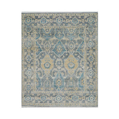 7' 11''x9' 9'' Beige Tan Gray Color Hand Knotted Turkish Oushak 100% Wool Transitional Oriental Rug