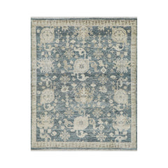 7' 11''x9' 8'' Slate Gray Beige Color Hand Knotted Turkish Oushak 100% Wool Transitional Oriental Rug