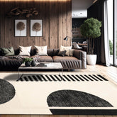 5' x8' Ivory Black Color Hand Tufted Hand Made 100% Wool Modern & Contemporary Oriental Rug