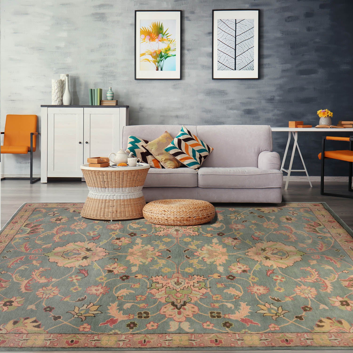 8' x10' Celadon Blush Green Color Hand Tufted Hand Made 100% Wool Modern & Contemporary Oriental Rug