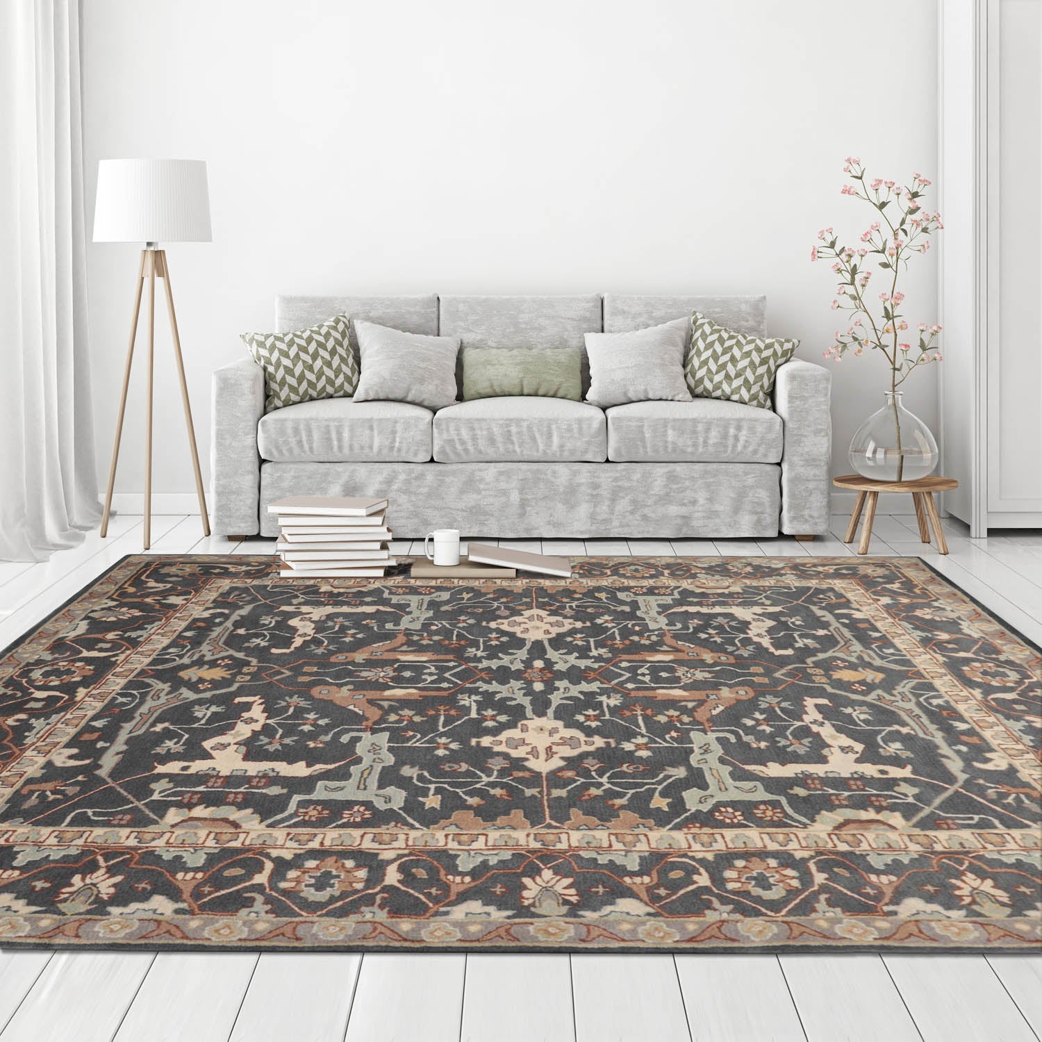 8' x10' Graphite Beige Gray Color Hand Tufted Hand Made 100% Wool Modern & Contemporary Oriental Rug