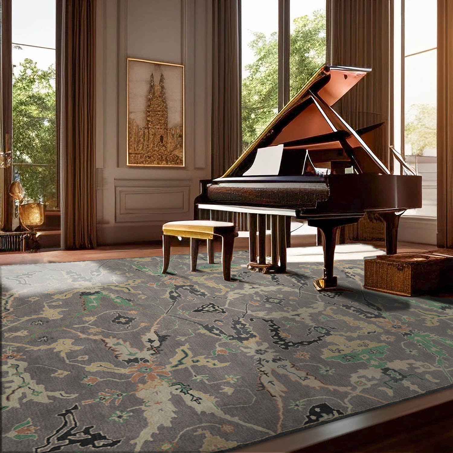 8' x10' Gray Moss Turquoise Color Hand Tufted Hand Made 100% Wool Modern & Contemporary Oriental Rug
