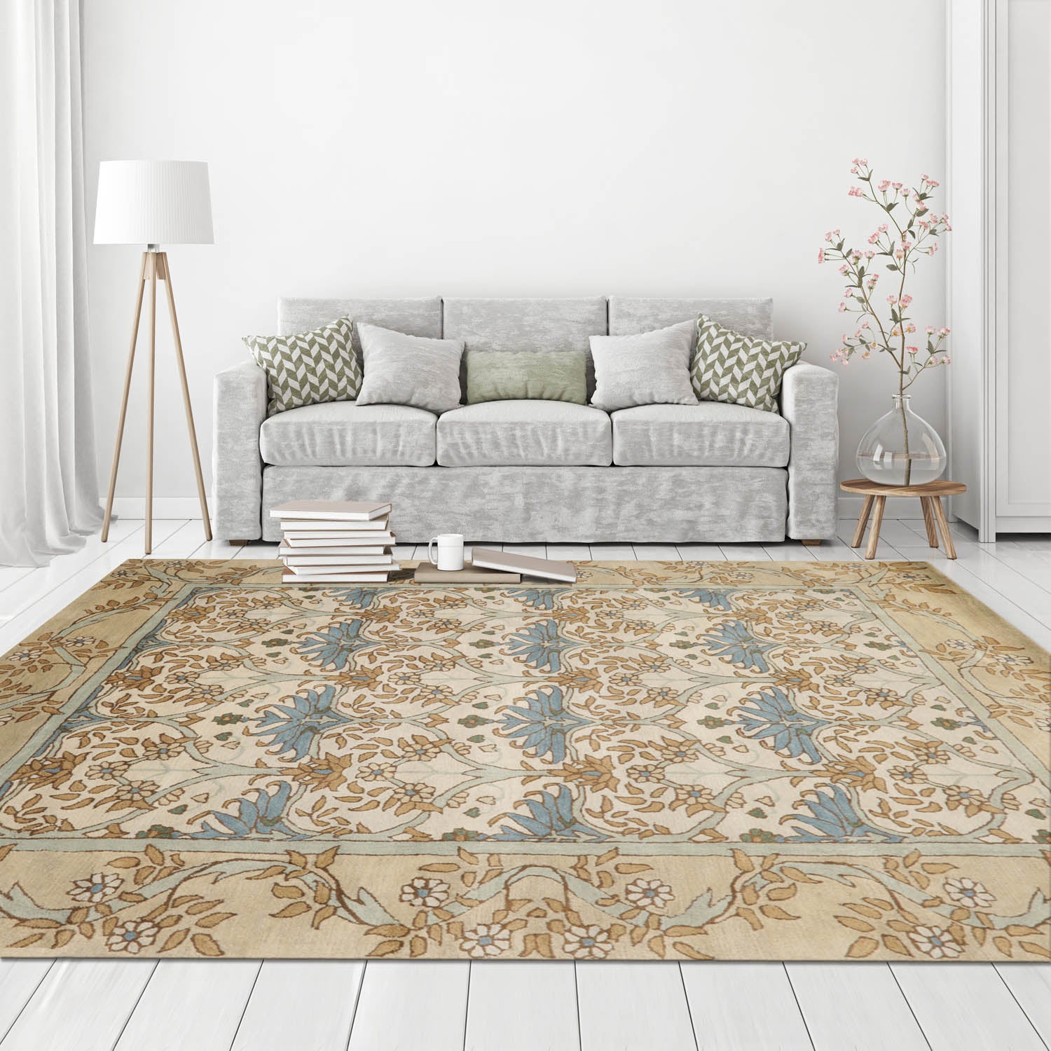 8' x10' Beige Moss Brown Color Hand Tufted Hand Made 100% Wool Modern & Contemporary Oriental Rug