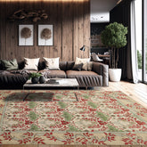 8' x10' Beige Moss Raspberry Color Hand Tufted Hand Made 100% Wool Modern & Contemporary Oriental Rug