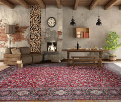 13' x18' 8'' Burgundy Navy Ivory Color Hand Knotted Persian 100% Wool Traditional Oriental Rug