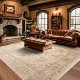 8' 1''x11' 5'' Ivory Taupe Mint Color Hand Knotted Persian Wool and Silk Traditional Oriental Rug