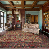 11' 10''x15' 10'' Ivory Blue Rose Color Hand Knotted Persian 100% Wool Traditional Oriental Rug