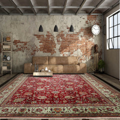 11' x15' Red Mint Peach Color Hand Knotted Persian 100% Wool Traditional Oriental Rug