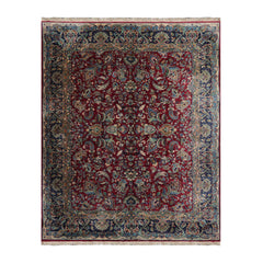 8' 1''x10' Maroon Navy Ivory Color Hand Knotted Persian 100% Wool Traditional Oriental Rug