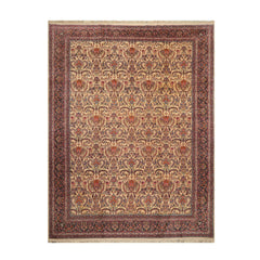 9' x12' Warm Beige Charcoal Rust Color Hand Knotted Persian 100% Wool Traditional Oriental Rug