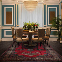 10' x21' 6'' Antique Rose Ivory Navy Color Hand Knotted Persian Wool and Silk Traditional Oriental Rug