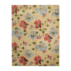 7' 11''x10' 3'' Pistacchio Rust Blue Color Hand Knotted Tibetan 100% Wool Transitional Oriental Rug