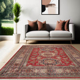 8' 4''x14' 1'' Rusty Red Blue Beige Color Hand Knotted Persian 100% Wool Traditional Oriental Rug