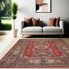 8' 4''x14' 1'' Rusty Red Blue Beige Color Hand Knotted Persian 100% Wool Traditional Oriental Rug