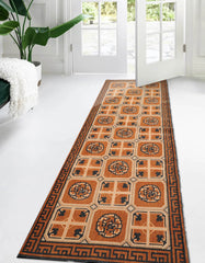 2' 10''x10' 4'' Beige Brown Caramel Color Hand Knotted Tibetan 100% Wool Transitional Oriental Rug