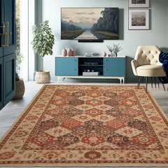 8' 1''x10' 2'' Tan Brown Rust Color Hand Knotted Persian 100% Wool Traditional Oriental Rug