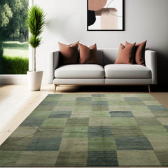 8' 2''x9' 10'' Aqua Gray Blue Color Hand Knotted Tibetan 100% Wool Modern & Contemporary Oriental Rug