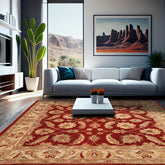 7' x7' 7'' Rust Beige Brown Color Hand Knotted Persian 100% Wool Traditional Oriental Rug