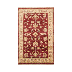 3' 2''x5' 1'' Chocolate Beige Aqua Color Hand Knotted Persian 100% Wool Traditional Oriental Rug