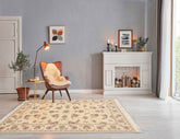 4' x6' Ivory Brown Gray Color Hand Knotted Sino Persian Wool and Silk Traditional Oriental Rug