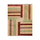 3' 4''x4' 4'' Beige Rust Mint Color Hand Knotted Persian 100% Wool Modern & Contemporary Oriental Rug