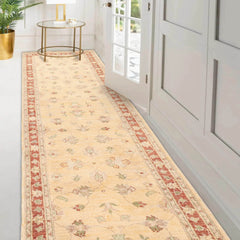 2' 6''x10' 6'' Beige Rust Mint Color Hand Knotted Persian 100% Wool Traditional Oriental Rug