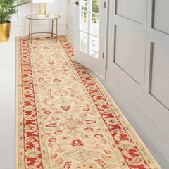 3' 1''x12' 3'' Beige Rust Mint Color Hand Knotted Persian 100% Wool Traditional Oriental Rug