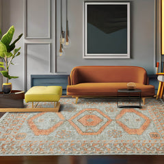 Multi Size Gray, Peach Hand Knotted Persian 100% Wool Indo Oushak Traditional Oriental Area Rug Gray,Peach Color