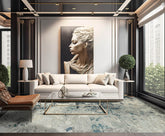 7' 10''x9' 11'' Silver Turquoise Color Hand Knotted Persian 100% Wool Traditional Oriental Rug