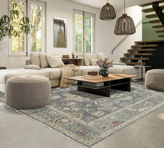 2' 5''x8' 2'' Gray Moss Graphite Color Hand Knotted Indo Oushak 100% Wool Traditional Oriental Area Rug