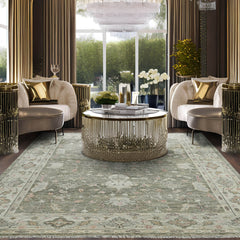 8' 9''x11' 10'' Sage Green Ivory Color Hand Knotted Persian 100% Wool Traditional Oriental Rug