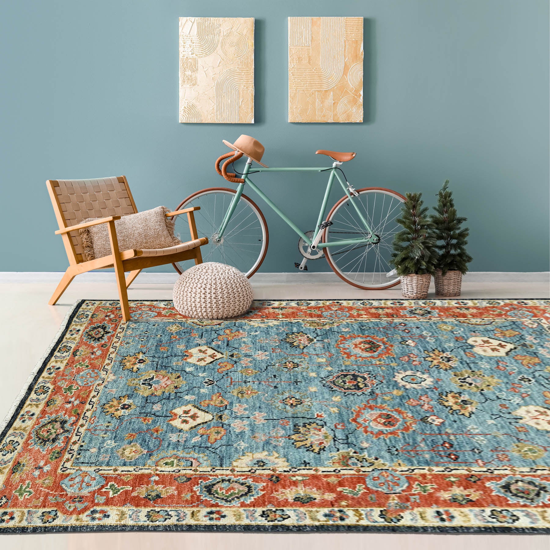 7' x9' 10'' Midnight Blue Red Color Hand Knotted Persian 100% Wool Traditional Oriental Rug