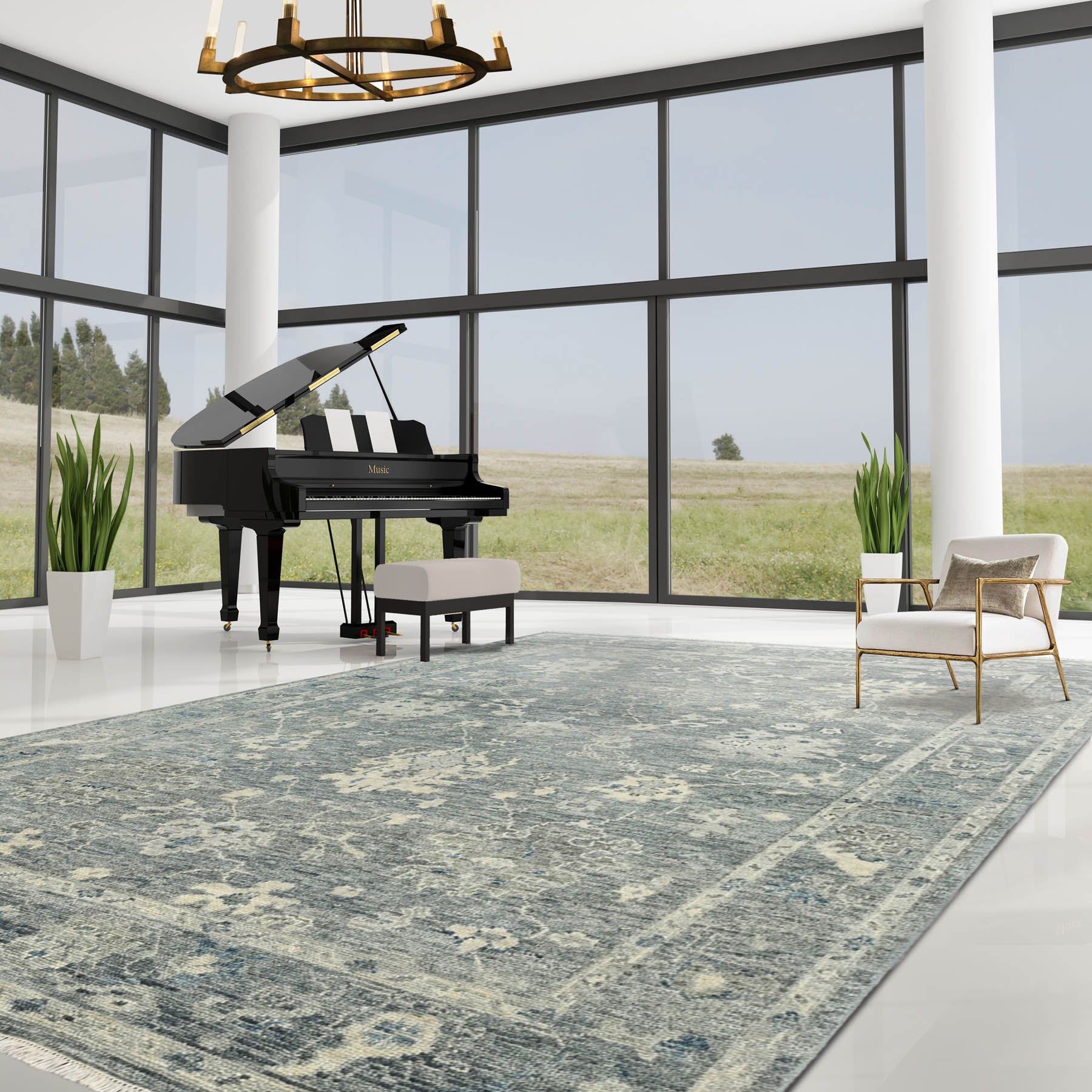 9' x13' Carbon Taupe Color Hand Knotted Persian 100% Wool Traditional Oriental Rug