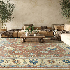 2' 6''x8' 10'' Brown Beige Sage Color Hand Knotted Indo Oushak 100% Wool Traditional Oriental Area Rug