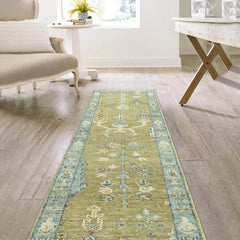 2' 6''x8' Gold Light Blue Color Hand Knotted Persian 100% Wool Traditional Oriental Rug