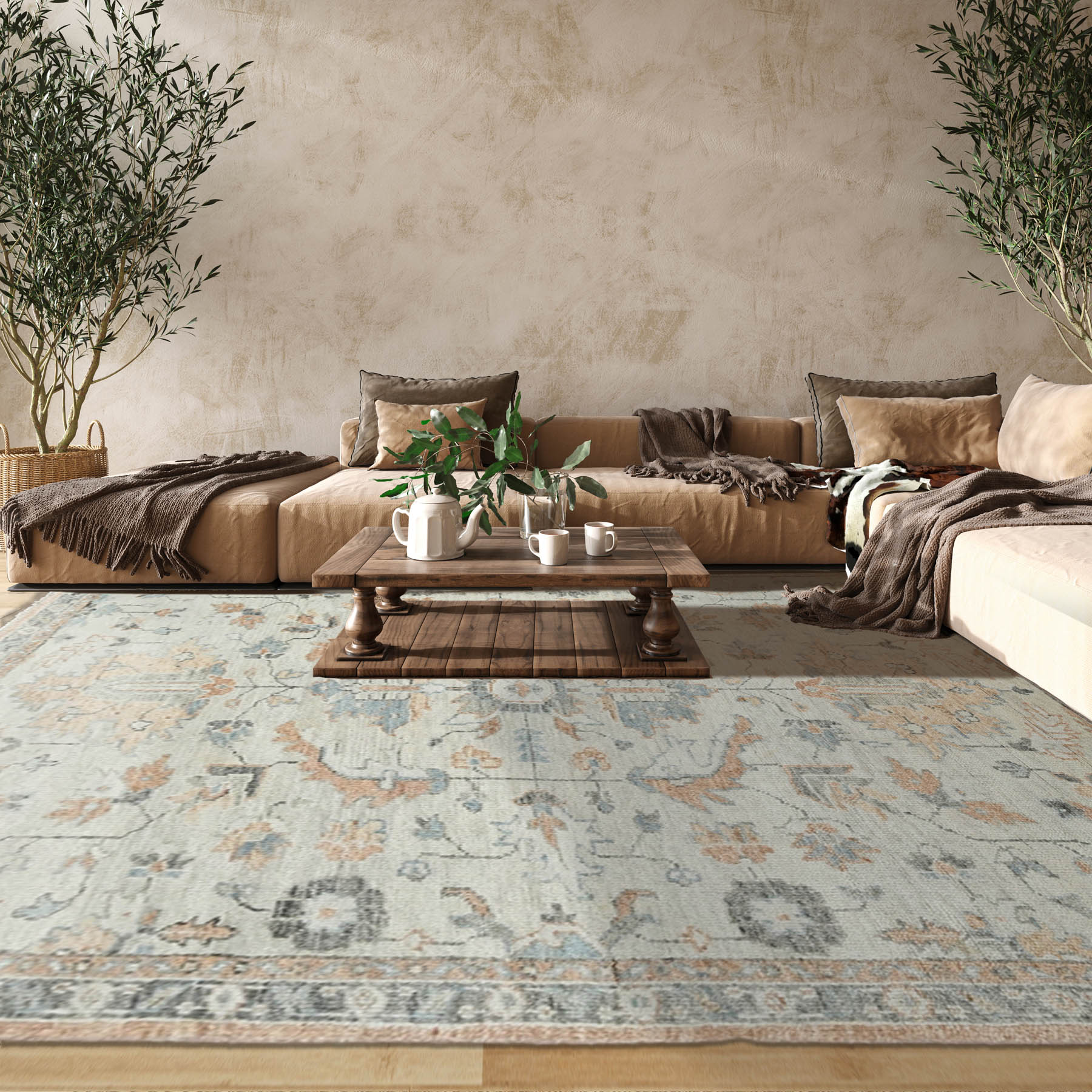 7' 9''x10' 1'' Gray Peach Color Hand Knotted Persian 100% Wool Traditional Oriental Rug