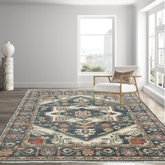 7' 8''x9' 10'' Slate Ivory Sage Color Hand Knotted 100% Wool Arts & Crafts Oriental Area Rug