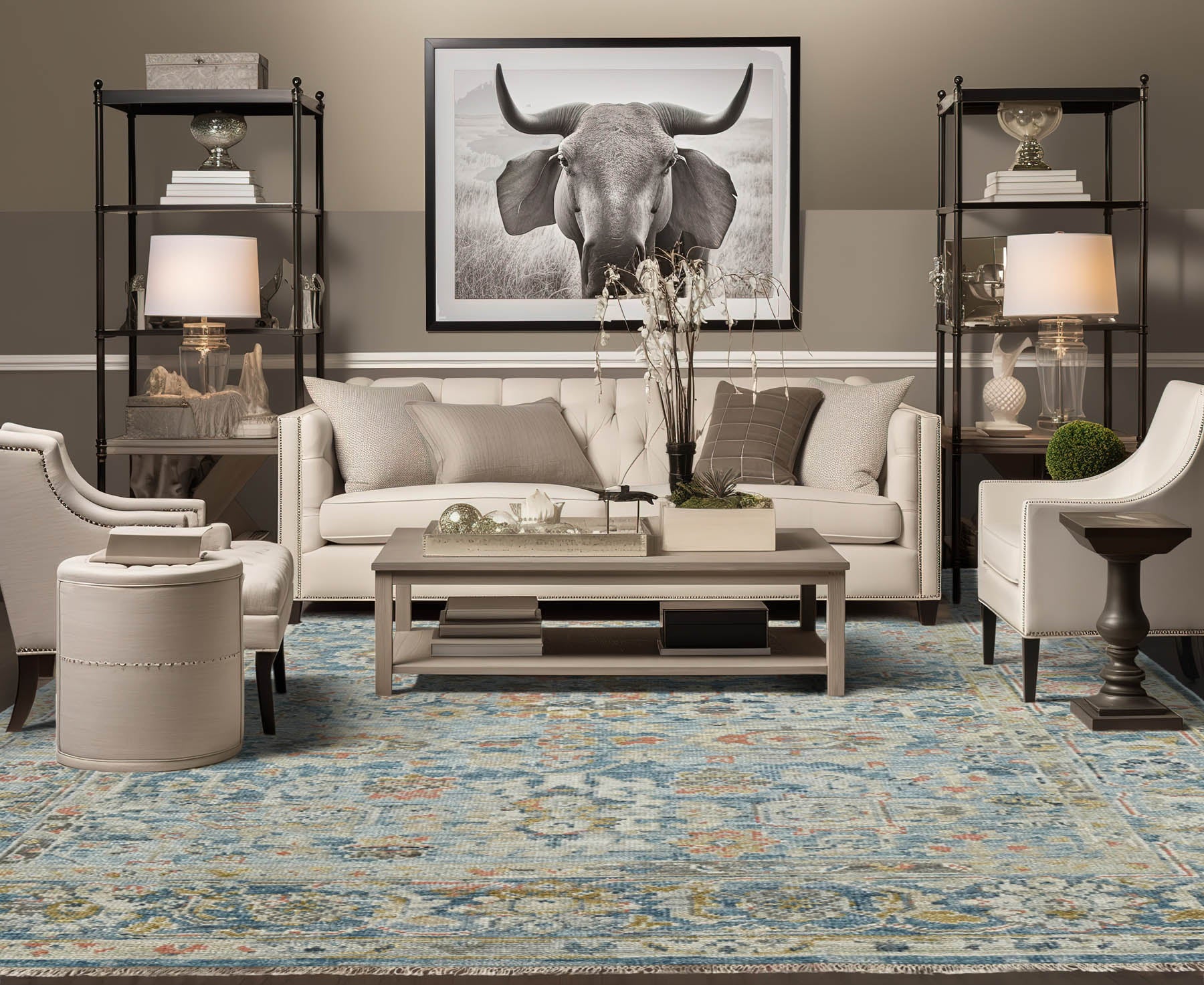 7' 9''x9' 10'' Light Blue Color Hand Knotted Persian 100% Wool Traditional Oriental Rug